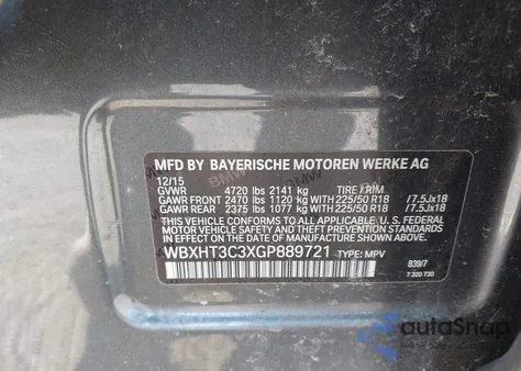 2016 BMW X1 xDrive28I from USA, damaged, VIN WBXHT3C3XGP889721